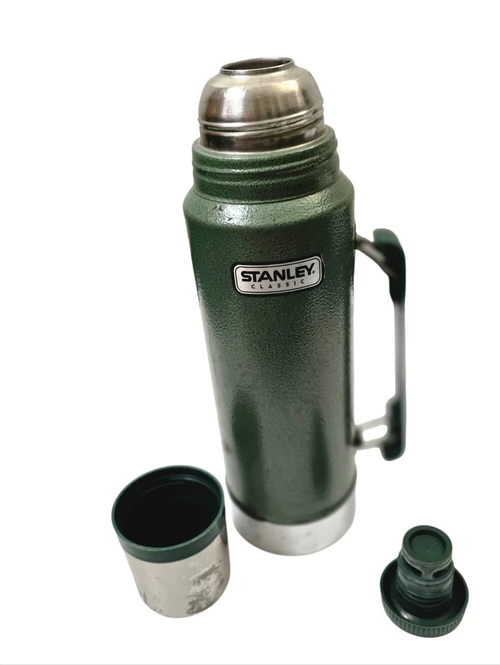 Vintage Stanley Classic Vacumn Bottle Hammertone Green Thermous Insulsted 24 oz
